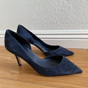 White House Black Market Navy Blue Suede Heels